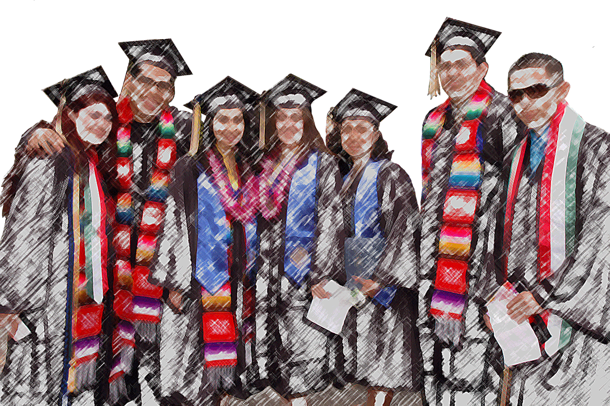 CLS undergrads in graduation attire